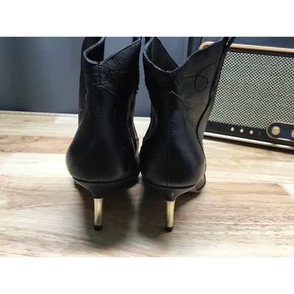 Jessica Simpson Nelda Western Cowboy Ankle Stiletto Booties 5M Black Leather - Picture 3 of 8